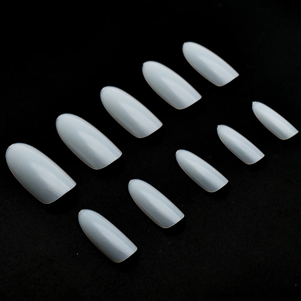 Прозрачные/натуральные/белые ультратонкие накладные ногти, акриловые, Овальные, полное покрытие, для маникюра, модные, Rrubber, накладные ногти JZJ3014