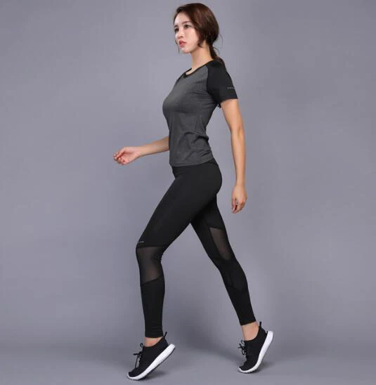 

Loldeal Sexy Yoga Set Women Fitness Running Shirt+Pants Breathable Gym Workout Sportwear Compressed Yoga Legging Sport Bra