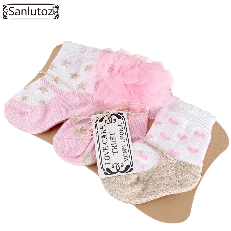 Sanlutoz Baby Socks Newborn Socks for Girls Infant Socks Cute Fashion Baby Birthday Gifts 0-12 Months 2017 3pcs