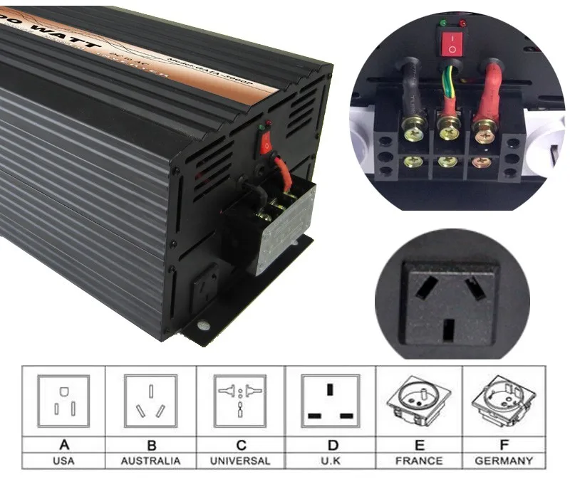 6000 W инвертор с чистым синусом Мощность инвертор DC12V 24 V 48 V к переменному току 100 V 110 V 120 V 220 V 230 V 240 V пиковый 12000 Вт гератора солнечной энергии ветряная батарея