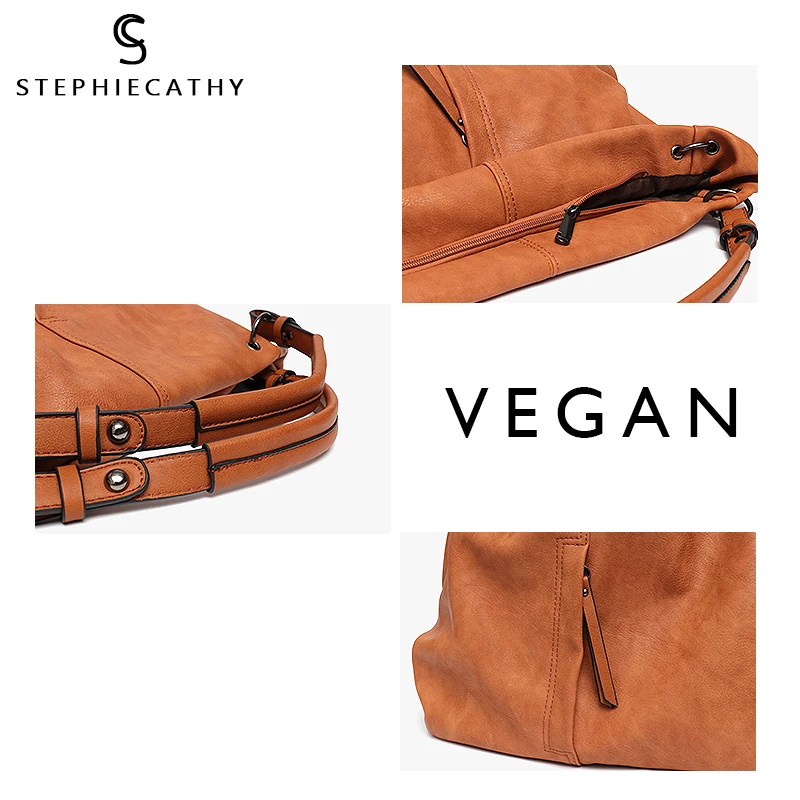  SC Big Casual Soft Tote Shoulder Bags for Women Large Vegan Leather Zipper Female Hobo High Quality - 32965090514