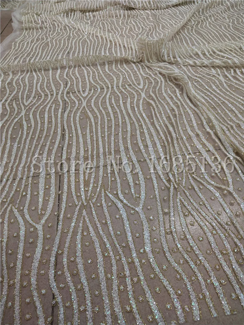 

Уникальная блестящая кружевная ткань, французская кружевная ткань, блестящее украшение кремового белого цвета