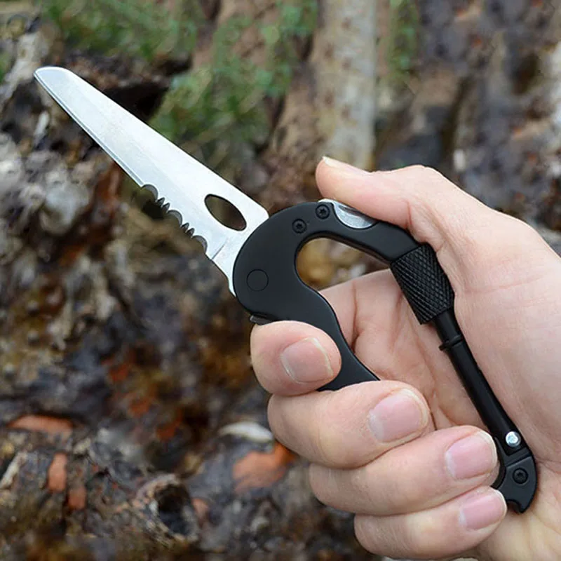 Gancho mosquetón destornillador abridor de botella de defensa personal cuchillo táctico deportes al aire libre Camping escalada de auto-defensa herramientas