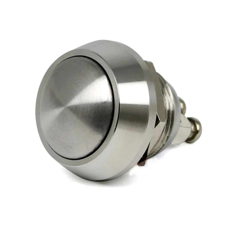 

5 pieces 12mm Stainless steel vandal resist push button switch Panel cutout with 2 screw terminal