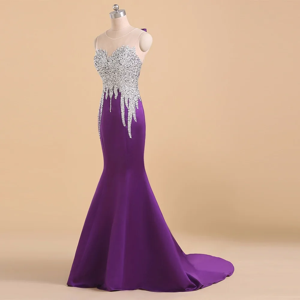 Menoqo элегантные длинные фиолетовые платья для выпускного вечера в пол с блестками и бисером, сексуальное платье для выпускного вечера, для формальной вечеринки