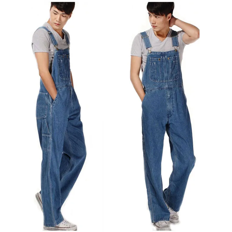 Hot 2018 Men's Plus Size 26-40 42 44 46 Overalls Large Size Huge Denim Bib Pants Fashion Pocket Jumpsuits Free Shipping Brand