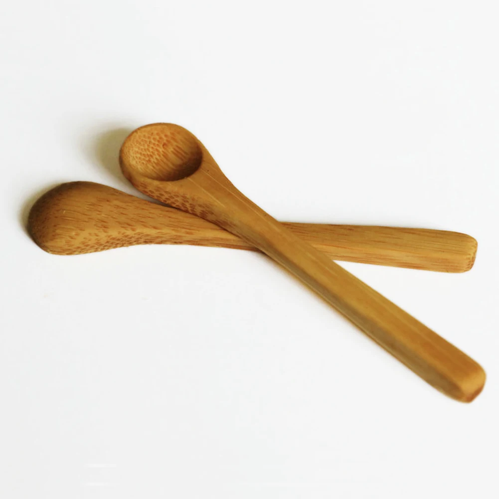6 шт бамбуковая длинная ручка глубокая ложка Flatware из нержавеющей стали для дома