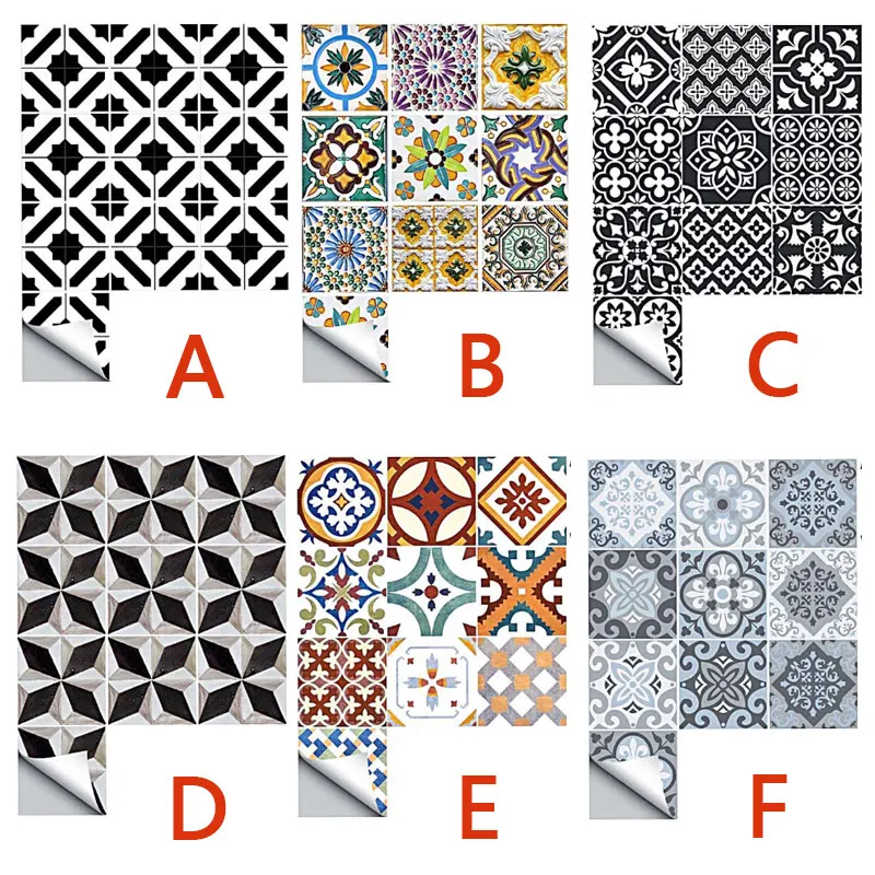 

Retro Tiles Wall Stickers for Bathroom kitchen Tile Stickers Decor Adhesive Waterproof PVC Wall Stickers Kitchen Waist Line