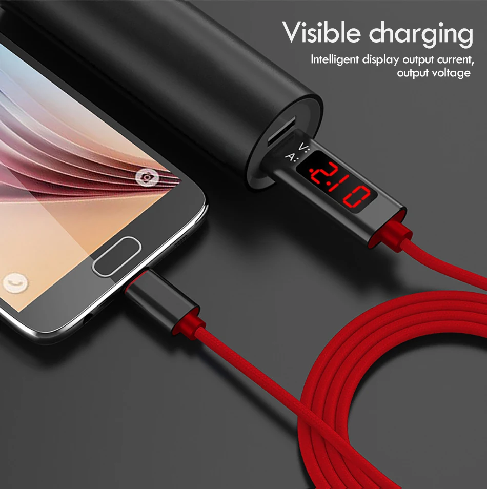 USB Type C Charging Cable With LED Display For SamSung Gaxaly S8 Plus Fast Charge For Xiaomi Mi6 Huawei P9 Charger Cables (5)