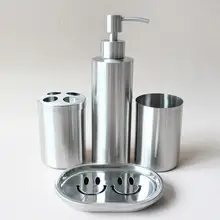 Ванная комната оборудование для ванной набор с мыла/мыльница/Зубная щётка чашки/полоскание чашки, нержавеющая сталь простой 4 шт. Костюм для ванной