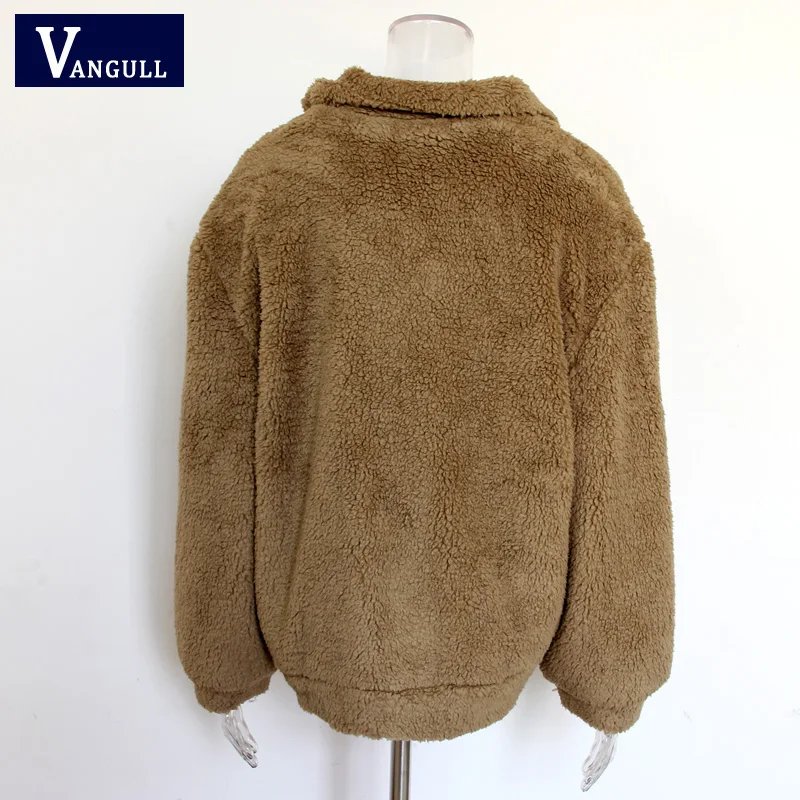 Vangull теплое зимнее пальто из искусственного меха размера плюс S-2XL, женский модный пушистый мохнатый кардиган, куртка-бомбер, женские пальто, верхняя одежда на молнии