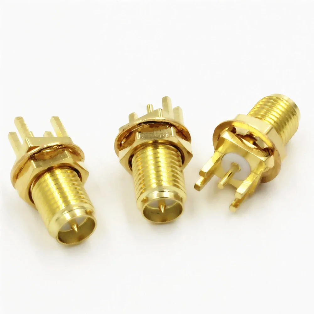 10Pcs RP SMA Female Plug Nut Bulkhead Solder PCB Edge Clip