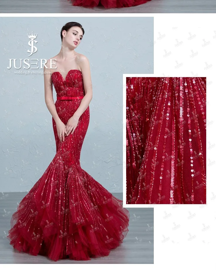 Jusere On Sale Stock Mermaid Evening Dresses Sequins Off Shoulder