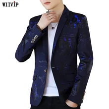 Новая мода для мужчин длинный рукав Тонкий Блейзер сезон весна осень с цветочным принтом на одной пуговице Повседневный блейзер 5 цветов YW166