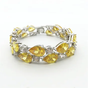 

2015 New Fashion White Gold Color Gold Yellow Cubic Zirconia Zircon Mona Lisa Charm Bracelet for Women