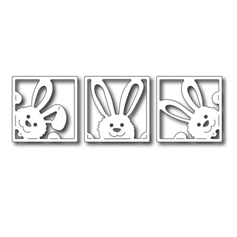 

HamyHo Square Rabbit Frame Metal Steel Cutting Dies Stencil DIY Scrapbooking Album Paper Card Decor Crafts Embossing Dies