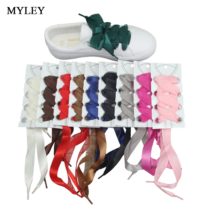 

MYLEY 1 Pair 113cm Fashion Double Layer Silk Ribbon Shoelaces Colorful Shoes Laces for Casual Shoes/Canvas Shoes With 2cm Width
