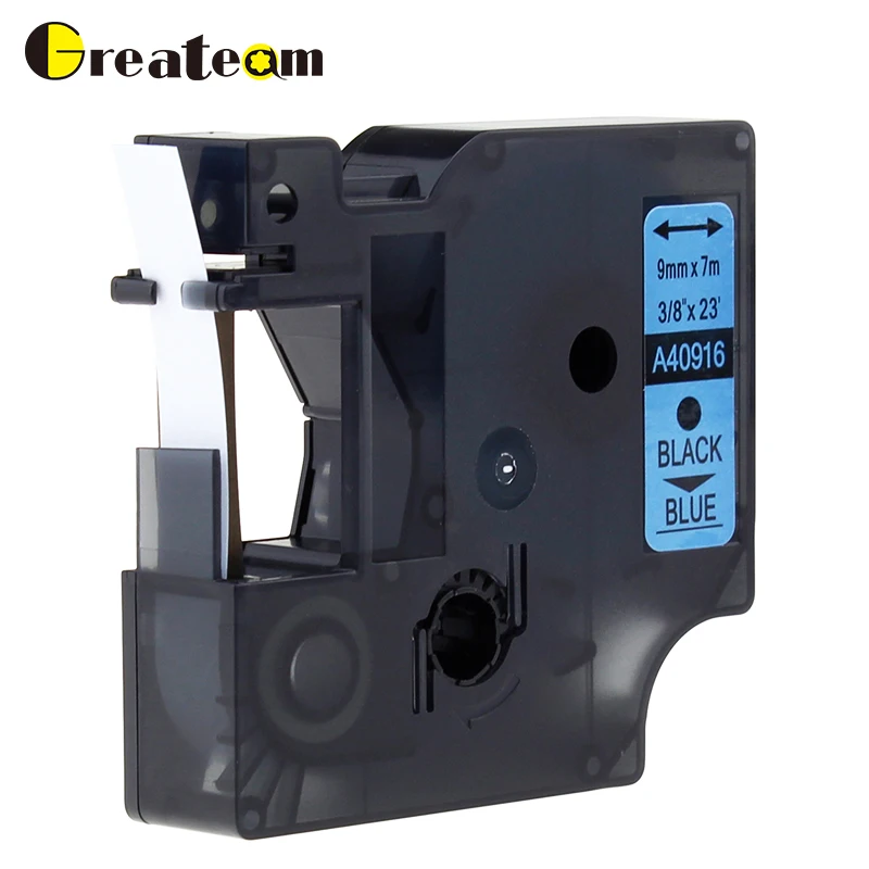 Greateam 1 шт. 40916 совместимый с Dymo D1 S0720710 9 мм лента для маркировки черный на голубом