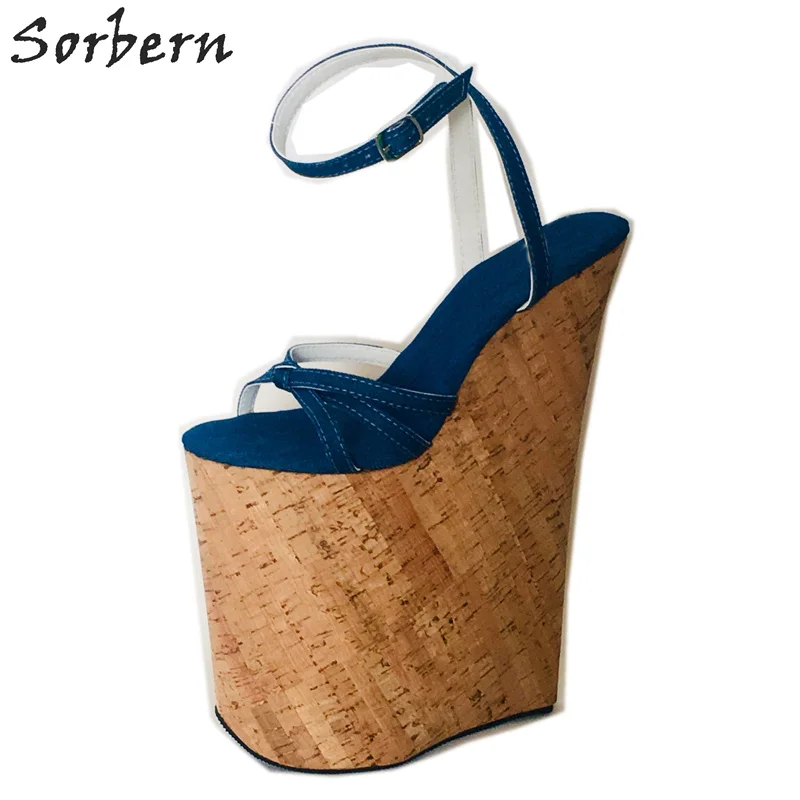 Sorbern 10 дюймов Aqua Sandal для женщин узел ремешки петля лодыжки ремешок клиновидные сандалии высокий каблук платформа женщина Экстремальный Фетиш обувь