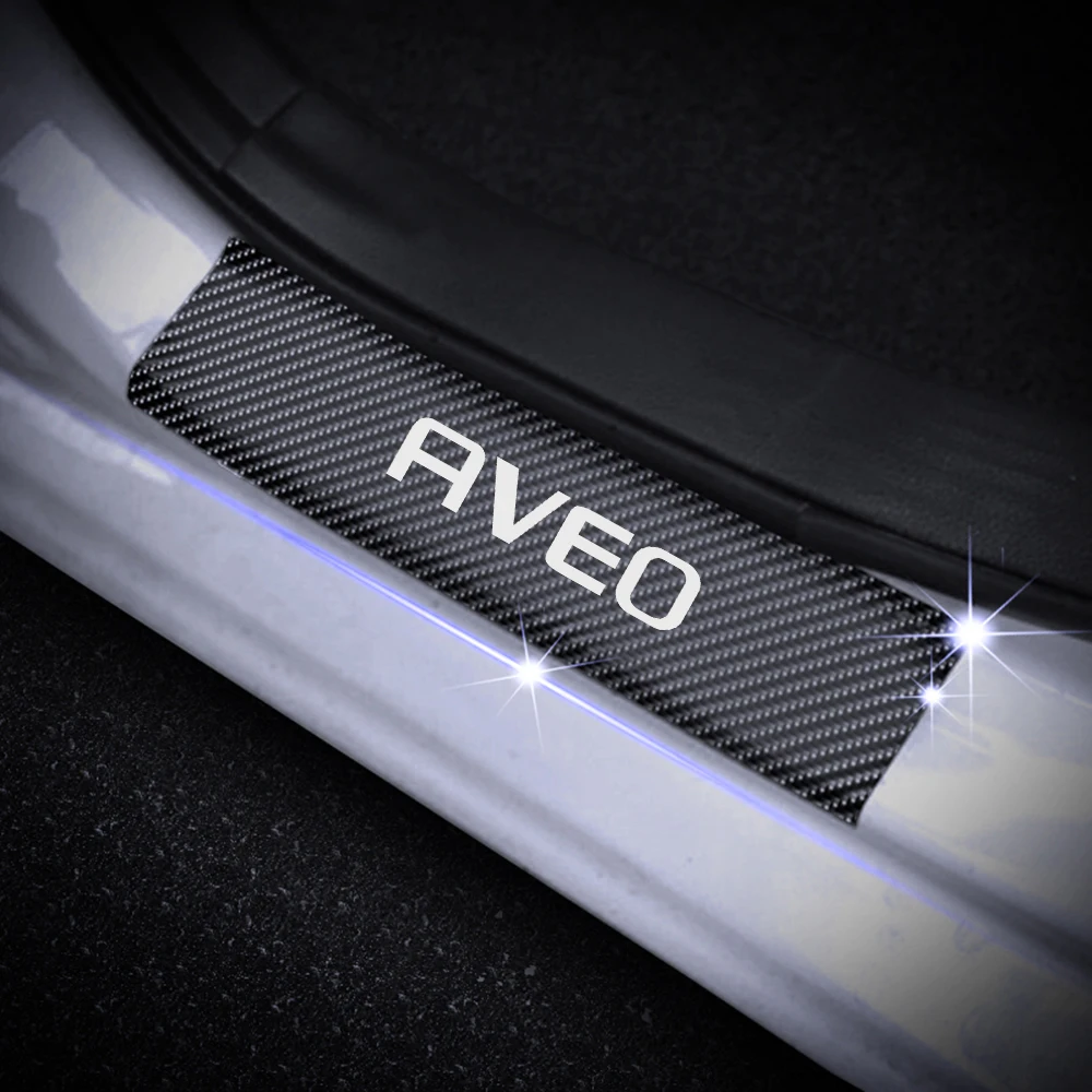Виниловая наклейка из углеродного волокна для Chevrolet AVEO 4D, Накладка на порог двери, защита для двери, автозапчасти, аксессуары для автомобиля, 4 шт
