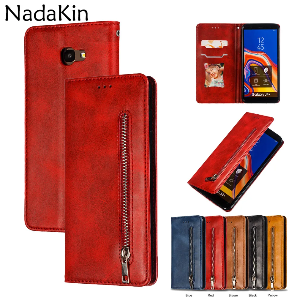

Flip Book Zipper Cover Case Shell for Samsung Galaxy J4 Plus J6 J8 2018 J3 2016 J5 J7 2017 EU Luxury Leather Shell With Strap