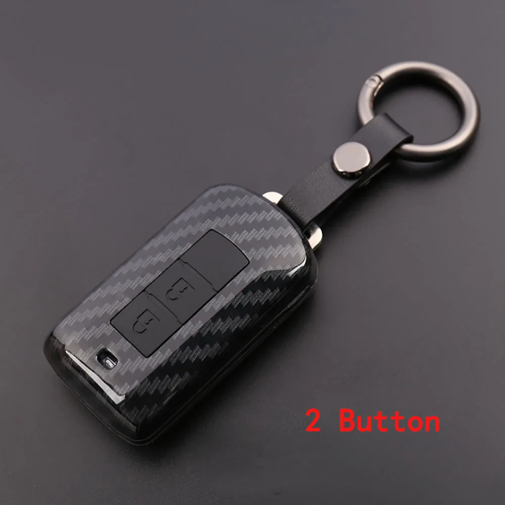 

Carbon Fiber car Key Cover Cases For Mitsubishi Outlander Lancer 10 Pajero Sport ASX RVR L200 2 3 Buttons Smart Key