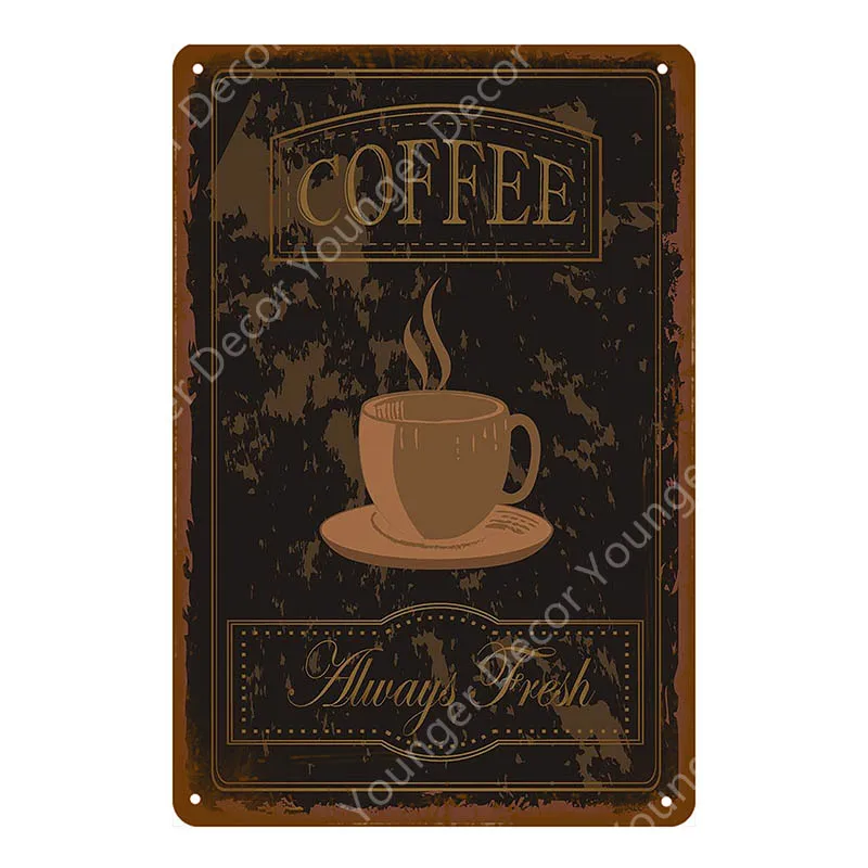 Горячий кофе вывески сладкий чай плакат американская закусочная кофеин кафе магазин декор винтажная настенная живопись доска украшение кухни - Цвет: YD3714F