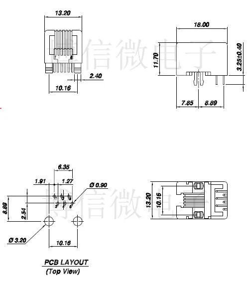 10 قطعة/الوحدة rj11 مقبس مقبس rj12 الكريستال الهاتف 90 درجة 6pin أنثى 95001-6p6c