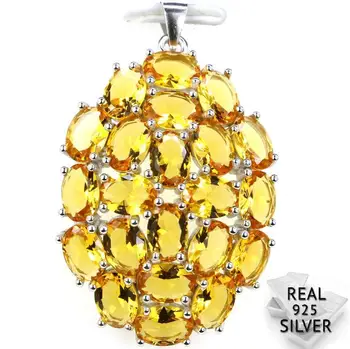 

Guaranteed Real 925 Solid Sterling Silver 6.7g Ravishing Top Golden Citrine Pendant 41x26mm