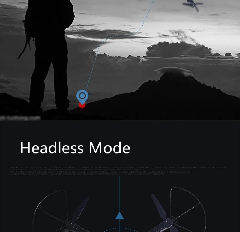 Складной Aerial photographyWiFi FPV Wi-Fi 4WD 30 Вт передачи изображения в режиме реального времени Безголовый Высота управления самолета