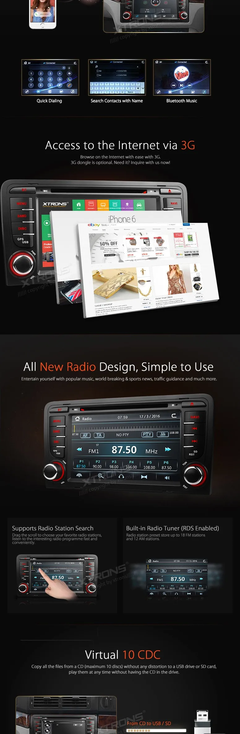 Sale 7" Capacitive Touch Screen Special Car DVD for Audi A3 2003-2013 & Audi S3 2003-2013 with External DVR Camera Support 4