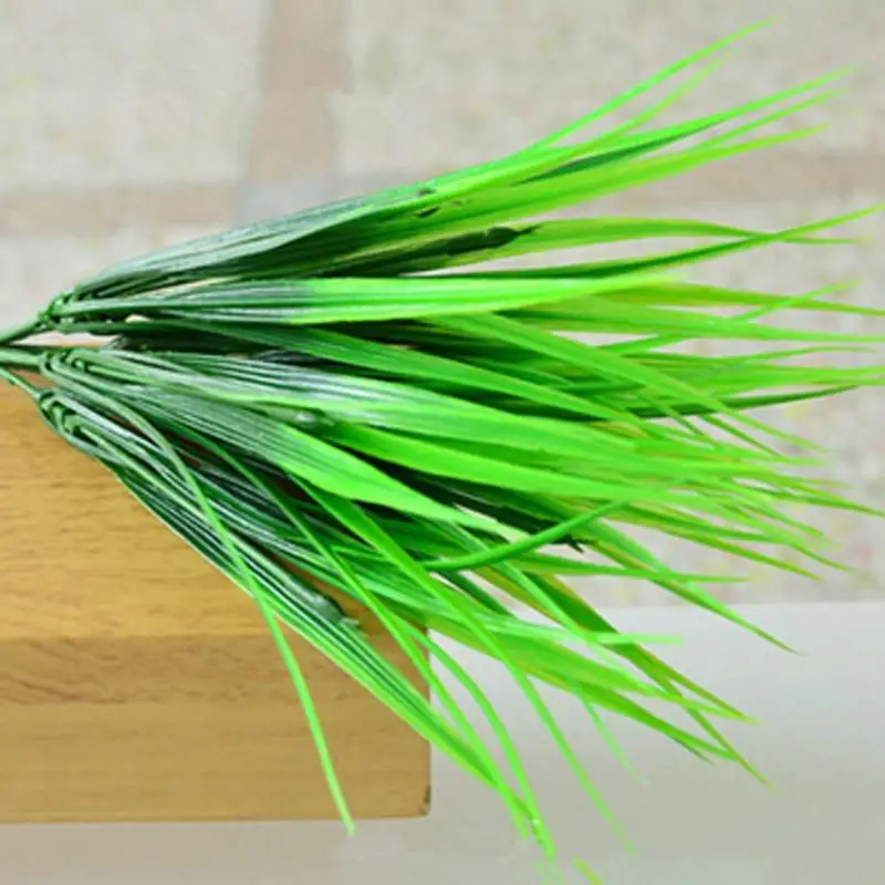 Популярные 10 шт. 7 вилка имитация искусственная трава зеленый орнамент пластиковая свежая трава для свадебного декора домашнего магазина Декор Цветы