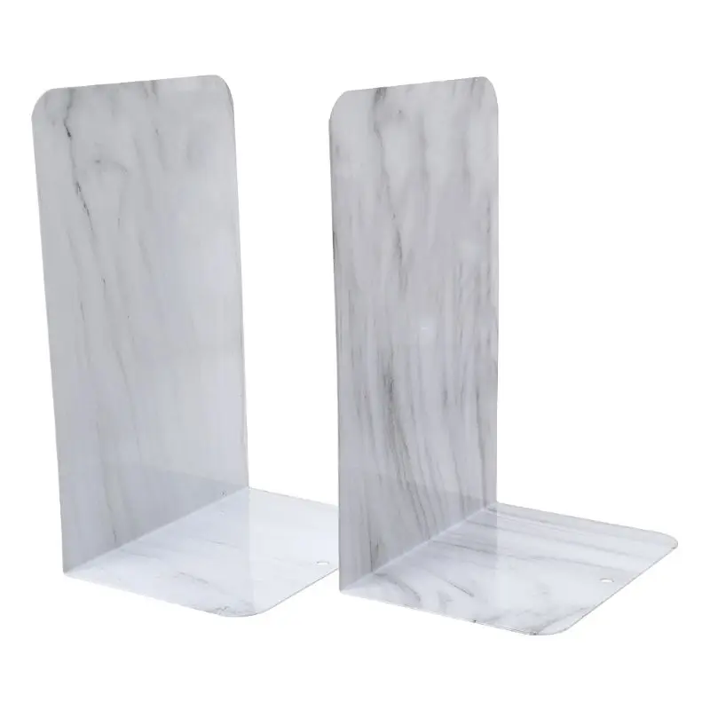 

1 Pair Marble Metal Bookends Organizer Desktop Office Home Book Shelf Storage Holder Book Ends
