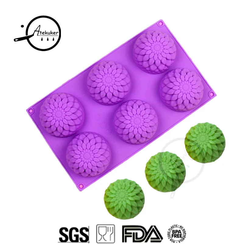 

Atekuker DIY Silicone Flower Mold For Soap Cake Tray Silicone Baking Molds For Cakes Soap Form Pudding Jelly Mold