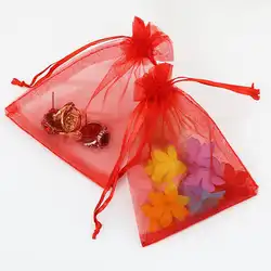 Популярные Красные Сумка из органзы 100 шт./лот 13x18 см Jewelry браслет Цепочки и ожерелья конфеты подарки упаковка мешков для хранения сумки