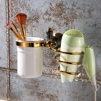 

European type hair dryer rack full copper black ancient gold multifunction Blower Rack with cup holder wx6211110