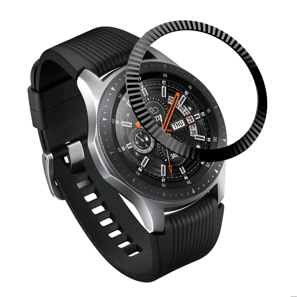 Металлический ободок для samsung Galaxy Watch 46 мм/42 мм чехол gear S3 Frontier/классическая спортивная клеющаяся крышка ремешок аксессуары 46/42 - Цвет: BLACK