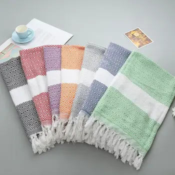 

100x180cm Turkish Hammam Towel Beach Travel Bath Cotton Large Blankets Tassels Towels