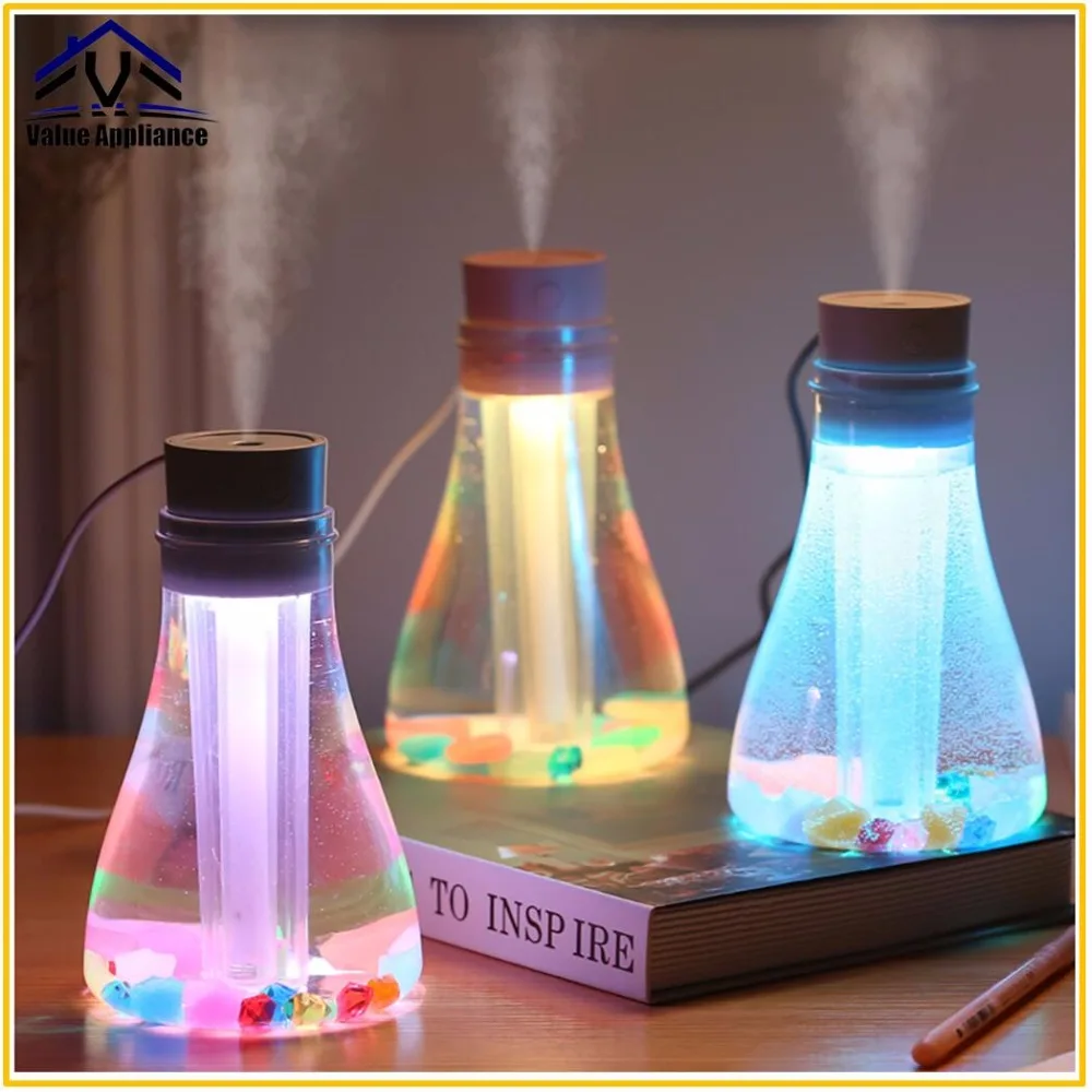 

500ml Wishing bottle Air Ultrasonic Humidifier for Home Essential Oil Diffuser Atomizer Air Freshener Mist Maker with LED Light