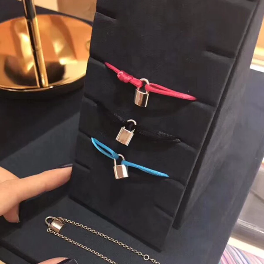 

Fashion Classic Brand Lock Bangle Luxury Real 925 Sterling Silver Jewelry For Women Men Lover Friendship Bracelet 4 Color