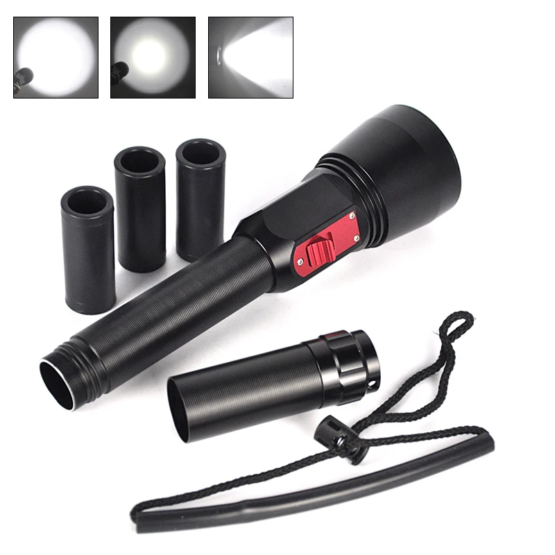 

Diving Flash light 2500 Lumens LED Scuba Flashlight Diver Torch Light 3 Mode for 3x 26650/18650 battery