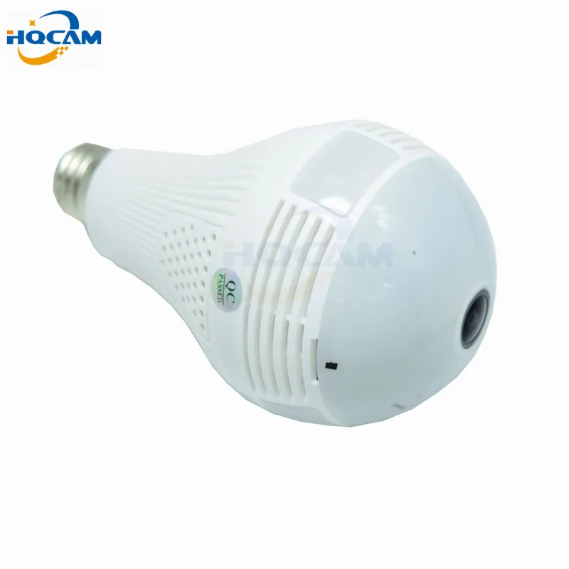 HQCAM 960P 360 degrees Panoramin Smart Home Safty Wifi 960P VR Camera LED Bulb Security Camcorder Motion Detection CCTV PC Phone