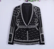 High quality luxury embroidered pearls jackets Fashion women slim fit short coat S219