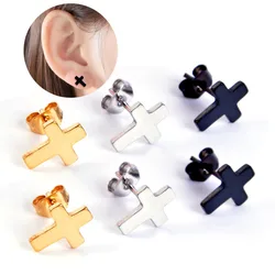 New Arrival Stainless Steel Hip Pop Cool Earring Fashion Jewelry Woman Cross Stud Earrings