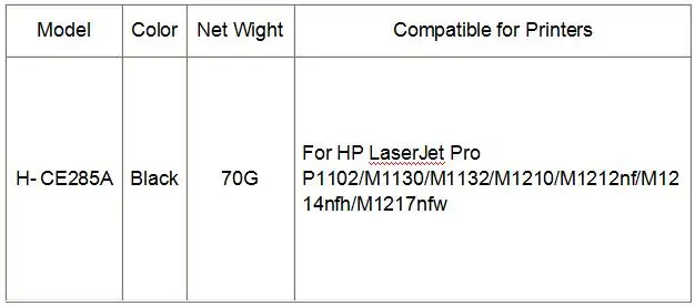 Hisaint для hp 285 CE285A тонер-картридж порошок+ чип для hp LaserJet Pro P1102 лазерный принтер тонер-картридж