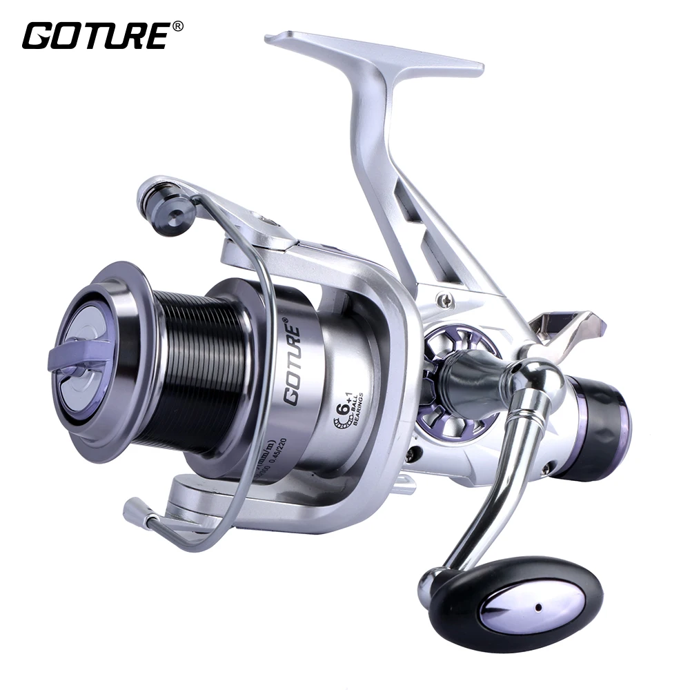 Goture Shark Carp Spinning Fishing Reel Long Casting Double Brakes System Sea Metal Reel Size 5000 6000 Goture Shark Carp Spinning Fishing Reel Long Casting Double Brakes System Sea Metal Reel Size 5000 6000