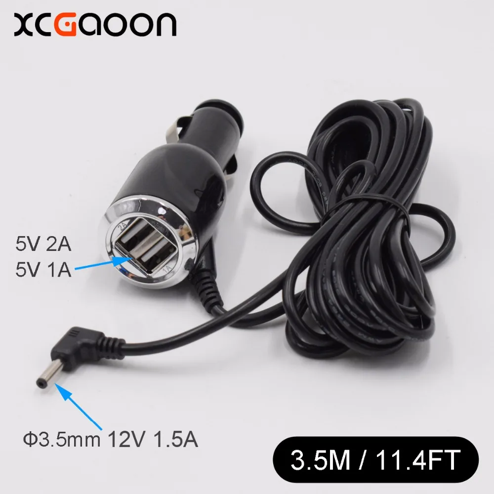 XCGaoon 3,5 мм Порты и разъёмы автомобиля Зарядное устройство для автомобиля Антирадары/gps вход 12V Выход 12V 1.5A с 2 портами(стандарт Порты и разъёмы 5V 3A, кабель Длина 3,5 м