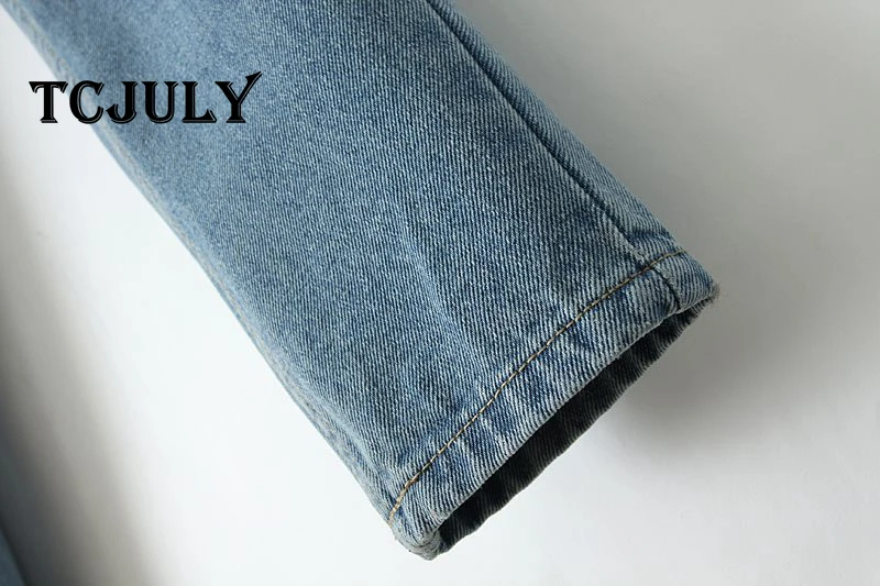 TCJULY Новое поступление Мода 100% хлопок Винтаж джинсы для женщин плюс размеры уличная повседневное свободные шаровары мыть синий черны