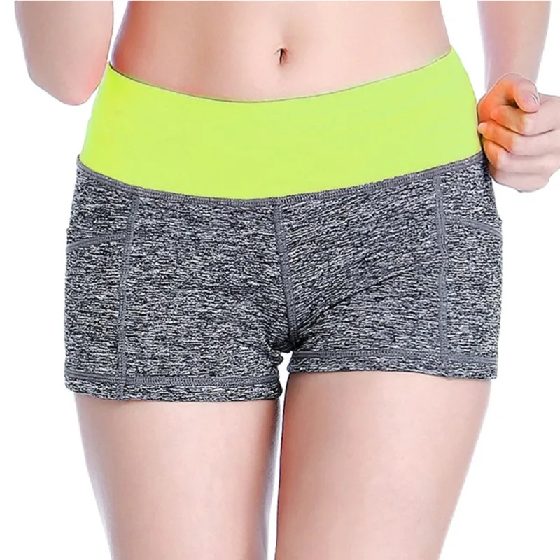 

Summer Women yoga shorts Sports stitching fitness running shorts Fitness Short Femme Wicking Jogging Trousers Pure Colors