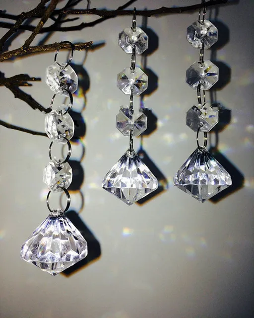 12pcs Clear Acrylic Crystal Beads Diamond Shape Garland Chandelier 12pcs Clear Acrylic Crystal Beads Diamond Shape Garland Chandelier Hanging Wedding Party Decor 14mm